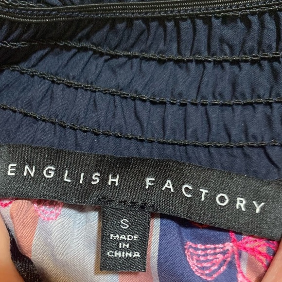 English Factory Embroidered Plaid Flutter Sleeve Top Women Small - Picture 6 of 7